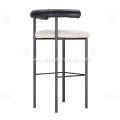 Matt black color bar chair in leather